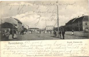 Gyulafehérvár, Novák Ferenc tér, Weisz Adolf és id. Misselbacher üzlete, kiadja Schäser F. fénynyomdai műintézete / square, shops