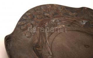 Orivit-Metallwarenfabrik, Köln, szecessziós ón tálca,1904,  jelzett, kissé foltos, 47x29cm