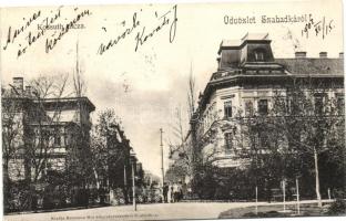 Szabadka, Subotica; Kossuth utca, Landovits Ferenc üzlete, kiadja Heumann Mór könyvkereskedése / street, shop (EK)