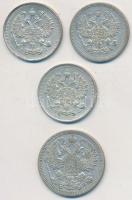 Orosz Birodalom 1907. 10k Ag + 1908. 15k Ag + 1914. 10k Ag + 1915. 10k Ag T:2
Russian Empire 1907. ...