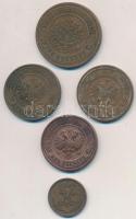 Orosz Birodalom 1910. 2k Cu + 1912. 1/2k Cu + 2k Cu + 3k Cu + 1914. 2k Cu T:2,2-
Russian Empire 191...