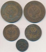 Orosz Birodalom 1901. 1k Cu + 1906. 3k Cu + 1909. 1/2k Cu + 1k Cu + 3k Cu T:2,2-
Russian Empire 190...
