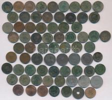 72db-os vegyes fillér tétel a korona és pengő időszakából, 2f + 10f + 20f + 50f T:vegyes