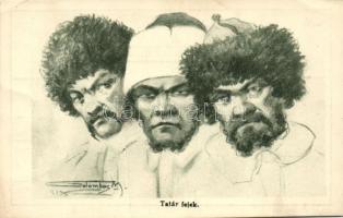 Tatár fejek, folklór, József Főherceg Hadikiállítása / Tatar faces, folklore, s: Galambos M. (fa)