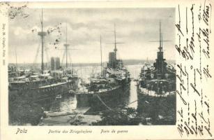 Pola, részlet a hadikikötőből, hadihajók / detail of the military port, warships (EK)