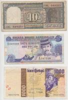 Brunei 1994. 1$ + India 1997-. 10R tűlyukak + Portugália 1998. 1000Esc T:III  Brunei 1994. 1 Dollar + India 1997-. 10 Rupees needle holes + Portugal 1998. 1000 Escudos C:F