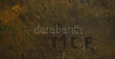 MCP jelzéssel: Átkelés. Olaj, vászon,  32×43 cm