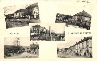 Sazená; school, WWI memorial, bridge (EK)