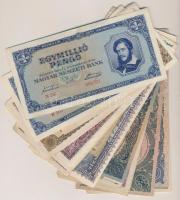 55db vegyes magyar és külföldi bankjegy, közte főleg pengők T:I-III