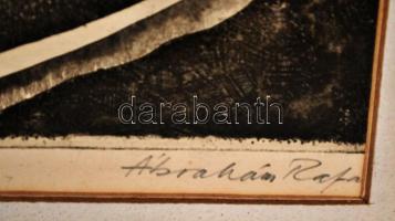 Ábrahám Rafael (1929-): Olasz tengerpart. Rézkarc, papír, jelzett, üvegezett keretben, 30×27 cm