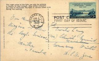 1948 Niagara Falls, Horseshoe Falls at Night, So. Stpl