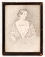 Vastag jelzéssel: Női portré. Ceruza, papír, 15×11 cm