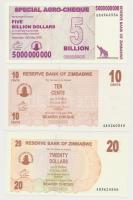 Zimbabwe 2006-2008. 10c-5.000.000.000$ (7xklf) T:I Zimbabwe 2006-2008. 1 Dollar - 5.000.000.000 Dollars (7xdiff) C:UNC