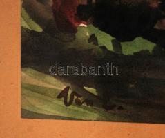 Vass jelzéssel: Bokor. Akvarell, papír, üvegezett keretben,  20×31 cm