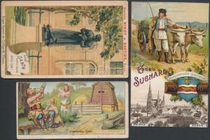 cca 1900 3 db különféle külföldi reklámkártya (Ph. Suchard kakaó, Ninot&Bastide keksz, Hohenlohe...