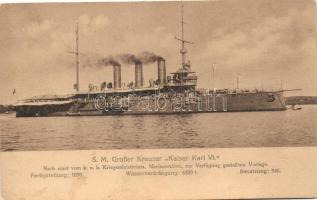 SM Grosser Kreuzer Kaiser Karl VI. Marine-Erinnerungskarte Nr. 60A / German navy, Kaiserliche Marine