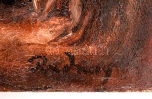 Rudnay Gyula (1878-1957): Vándorszínészek. Olaj,  karton, jelzett, restaurált, 31×45 cm