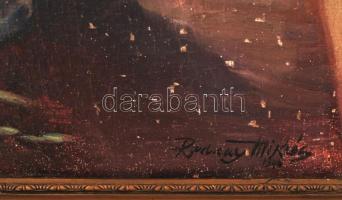 Radnay Miklós (1900 - ?): Virágcsendélet. Olaj, vászon, sérült, jelzett, sérült keretben, 80×60 cm