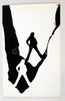 cca 1980 Bándi András: Két alakos (foto)grafika, feliratozott vintage fotóművészeti alkotás, 40x25 cm