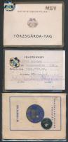 1959-1980 a Magyar Selyemipari Vállalat 3 db törzsgárda-tagsági igazolványa, kitűzőkkel