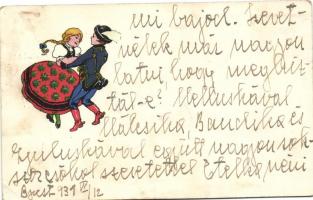 Magyar népies művészlap / Hungarian folklore art postcard (EK)