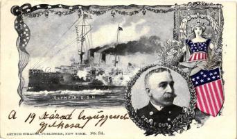 1899 U.S.N. Olympia, Commodore George Dewey; Arthur Strauss No. 34., floral (EB)