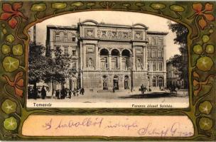 Temesvár, Timisoara; Ferencz József színház / theatre, Verlag v. Uhrmann Henrik, Art Nouveau litho  (EK)