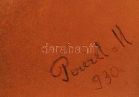 1930 Perczel M.: Női portré, aláírt vintage fotóművészeti alkotás, színezett, sarka hiányos, 30x22,5...