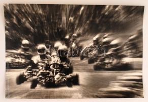 cca 1978 Gyurics Ferenc: Go-kart, feliratozott vintage fotóművészeti alkotás, 38x26 cm