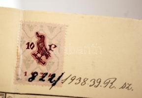 1938 Pécs, az Erzsébet Tudományegyetem politikatudományi doktori oklevele, okmánybélyeggel, fatokos ...