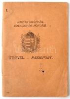 1926 Fényképes magyar királyi útlevél, csehszlovák vízummal, háromszor meghosszabbítva