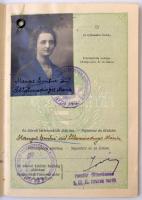 1926 Fényképes magyar királyi útlevél, csehszlovák vízummal, háromszor meghosszabbítva