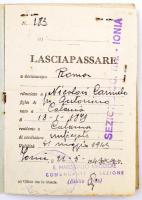1943 Fényképes olasz útlevél