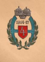 1917 A 4-es Közös Huszárezred dombornyomásos borítékja, 11x15cm
