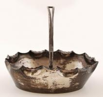 Ezüst (Ag,) kosár, jelzett, mesterjeggyel, nettó:134g, 16×11cm, m:13 cm