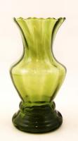 Üveg váza, optikailag díszített, fúvott, jelzés nélkül, hibátlan, m:19cm