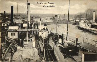 Zimony, Semlin, Zemun; Téli kikötő, gőzhajó fedélzetén / winter port, on board