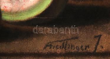 Friedlinger Jenő (1890-?): Szőlős csendélet. Pasztell, papír, foltos, kis szakadásokkal, 40×49 cm