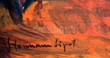 Herman jelzéssel: Mediterrán utca részlet. Olaj, karton, 30×39 cm