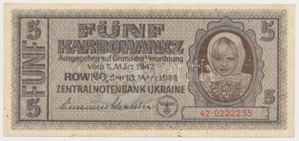 Ukrajna / Német megszállás 1942. 5K T:II- Ukraine / German occupation 1942. 5 Karbowanez C:VF