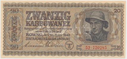 Ukrajna / Német megszállás 1942. 20K T:II Ukraine / German occupation 1942. 20 Karbowanez C:XF