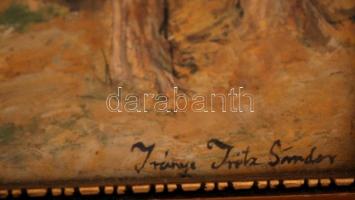 Irányi jelzéssel: Folyópart. Vegyes technika, papír, üvegezett keretben, 39×28 cm