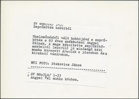 1988 Seprűkötés hobbiból, Stekovics János, MTI fotó verzón feliratozva, 13x18cm