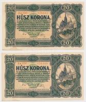 1920. 20K (4x) sorszámkövetők és egyugrású sorszámmal T:I-,II fo.