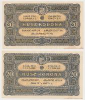 1920. 20K (4x) sorszámkövetők és egyugrású sorszámmal T:I-,II fo