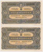 1920. 20K (4x) sorszámkövetők és egyugrású sorszámmal T:I-,II fo
