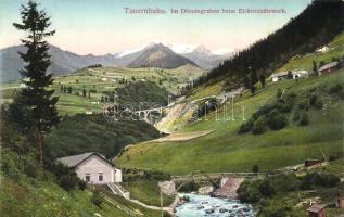 Tauernbahn, Im Dössengraben beim Elektrizitätswerk / railway line in river valley, viaduct