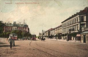 Temesvár Józsefváros, Bérpalota, Küttl tér, villamosok / Küttl Square, trams (r)