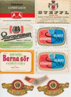 cca 1960 -80 Vegyes söralátét és címke tétel, több, mint 20db, különböző méretben és minőségben