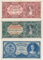 10db-os vegyes pengő bankjegy tétel, közte 1946. 100.000.000BP T:I-II